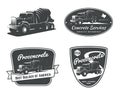 Set of vintage concrete mixer truckÃÂ emblems and badges. Royalty Free Stock Photo